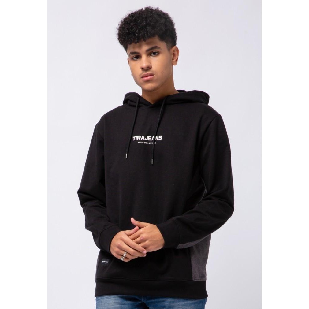 TIRAJEANS BLOCKING SIDE HOODIE TOH205S30004S22 BLACK