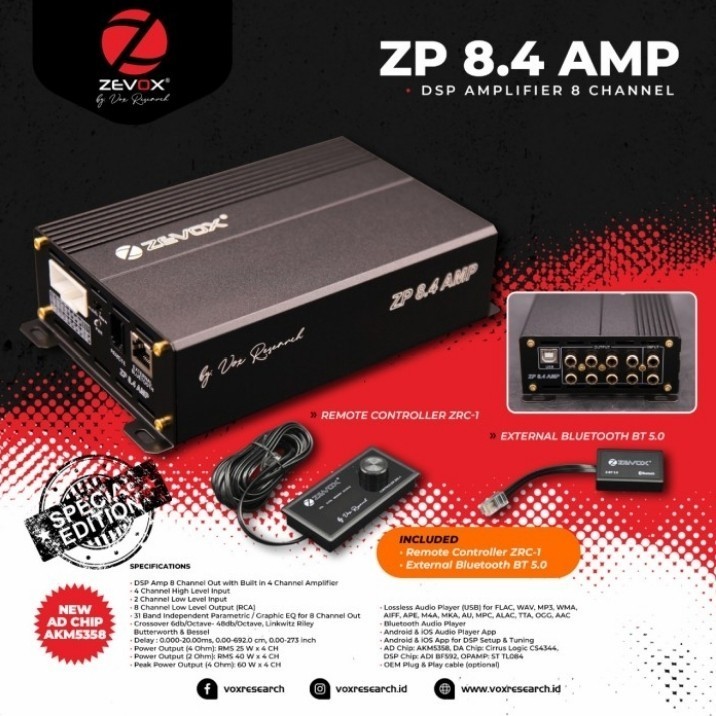 Processore DSP Amplifier 8Channels ZeVox ZP 8.4 AMP by Vox Research