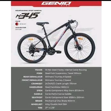 Sepeda MTB 27,5/26 inch Genio M 345 Sepeda Gunung Remaja Dewasa