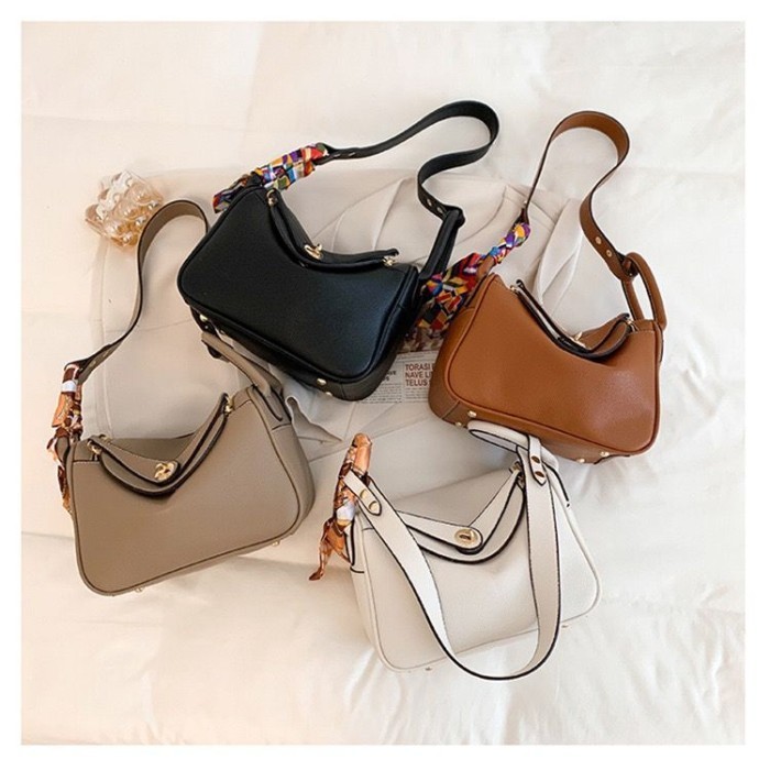 Promo Sling Bag GD35614 Tas Selempang Wanita OOTD Modis Kulit PU Syal Import Kekinian 2024 Elegan Mu