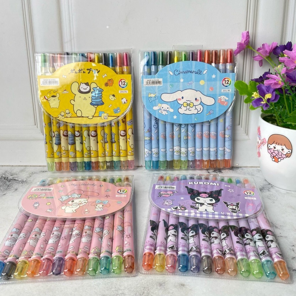 

Krayon Twist SANRIO 1 Set isi 12 PCS Cinnamoroll Melody CUTE TERMURAH / Crayon Putar Sanrio IMUT