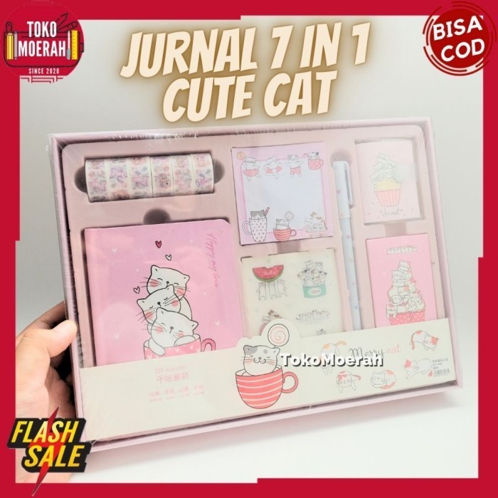 

Gilaa!!! Paket Jurnal 7 In 1 Kucing Cute Cat Alat Tulis Lengkap Buku Diary Cod Bergaransi