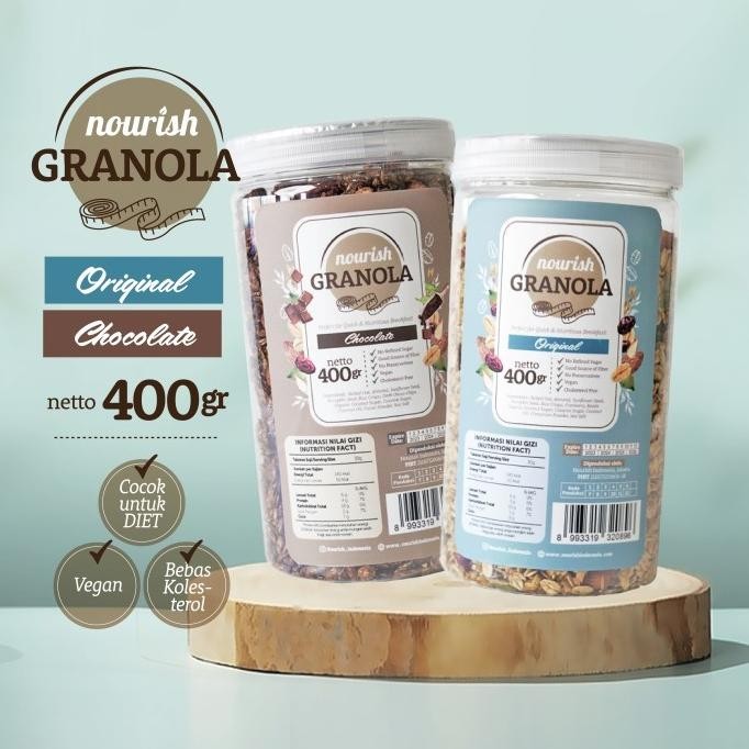 

Bundling Nourish Granola Original & Chocolate/ Bebas Kolestrol 400Gr