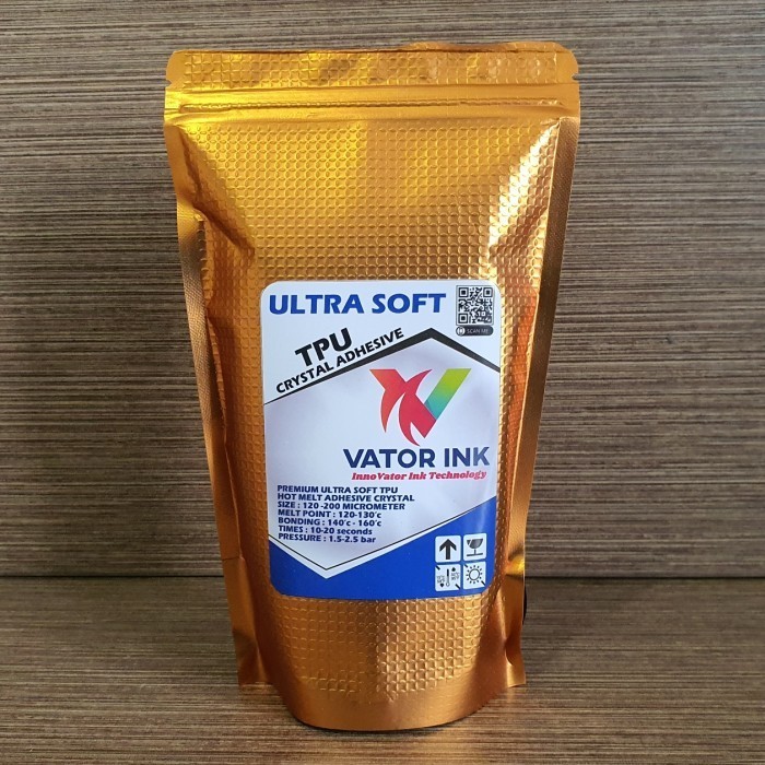 

Vator Tpu Ultrasoft 500Gr Crystal Dtf Adhesive Lem Sablon Plastisol