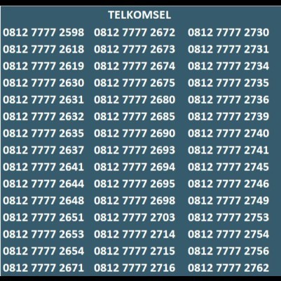 Nomor Nomer Cantik Simpati Telkomsel 4G 5G kwartet 7777 SV01