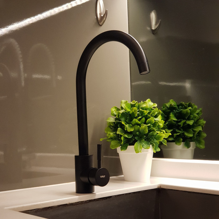 VNT KERAN DAPUR MINIMALIS HITAM KRAN CUCI PIRING PANAS DINGIN KITCHEN