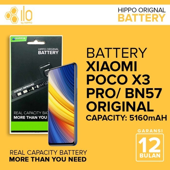 Hippo Baterai Poco X3 Pro X3 Nfc Bn57 5160Mah Battery