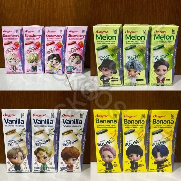 

Binggrae Flavored Milk Korea Strawberry/Melon / Banana / Lychee&Peach