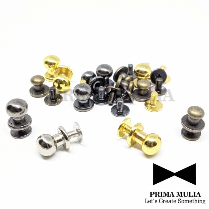 Terlaris 12 Set Kancing Pion 8 Mm Button Head Stood / Baut Pentol Tas Kulit Promo Terbaru