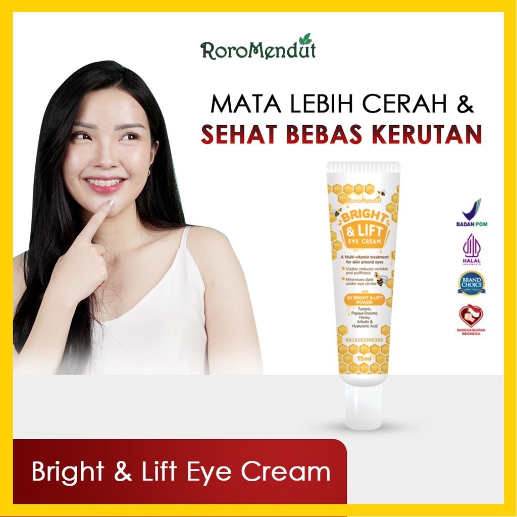 𝐑𝐎𝐑𝐎 𝐌𝐄𝐍𝐃𝐔𝐓 Bright & Lift Eye Cream | Krim Pencerah Mata Panda Kerutan Anti Aging Wrinkle Hyaluronic