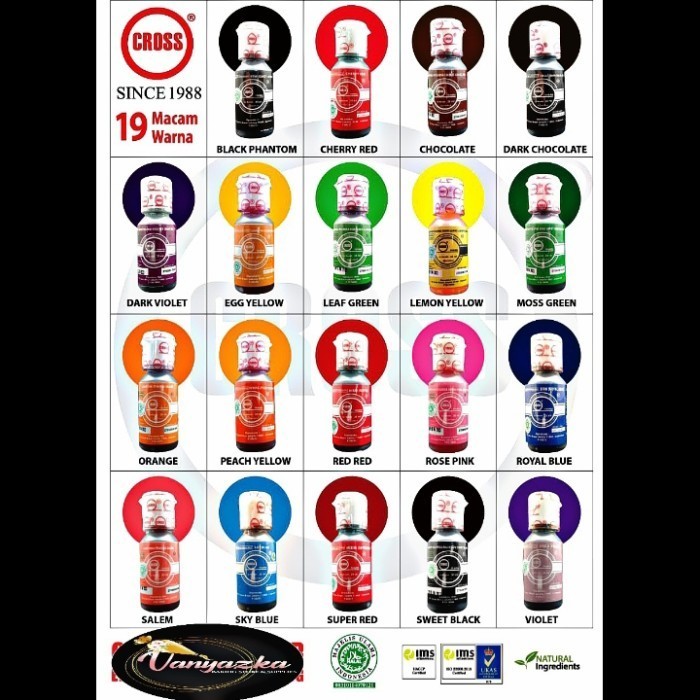 

Terbaru Pewarna Cross 1 Set(19 Warna) 20Ml/Halal Untuk Makanan Promo Terlaris