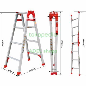 Terbaru Krisbow 2.4M Tangga Lipat Multi Aluminium 4 Step Promo Terlaris