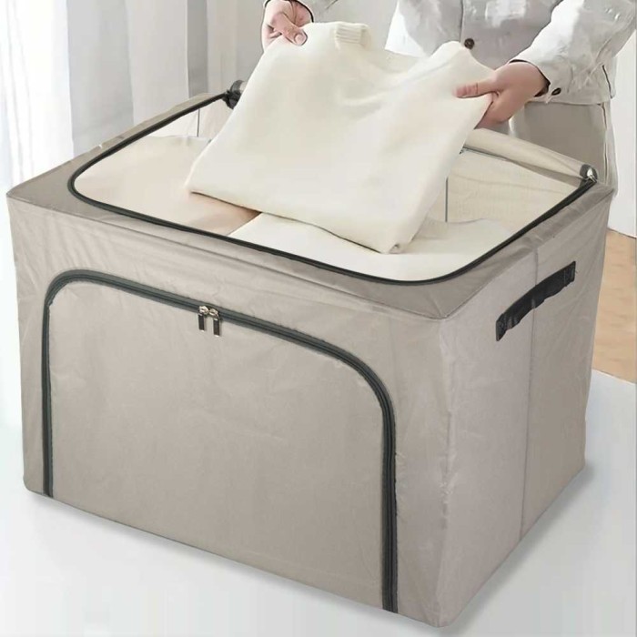 BARANG TERLARIS BOX STORAGE BAJU LIPAT RANGKA BESI KOTAK LEMARI PAKAIAN PORTABLE 110 L READYY