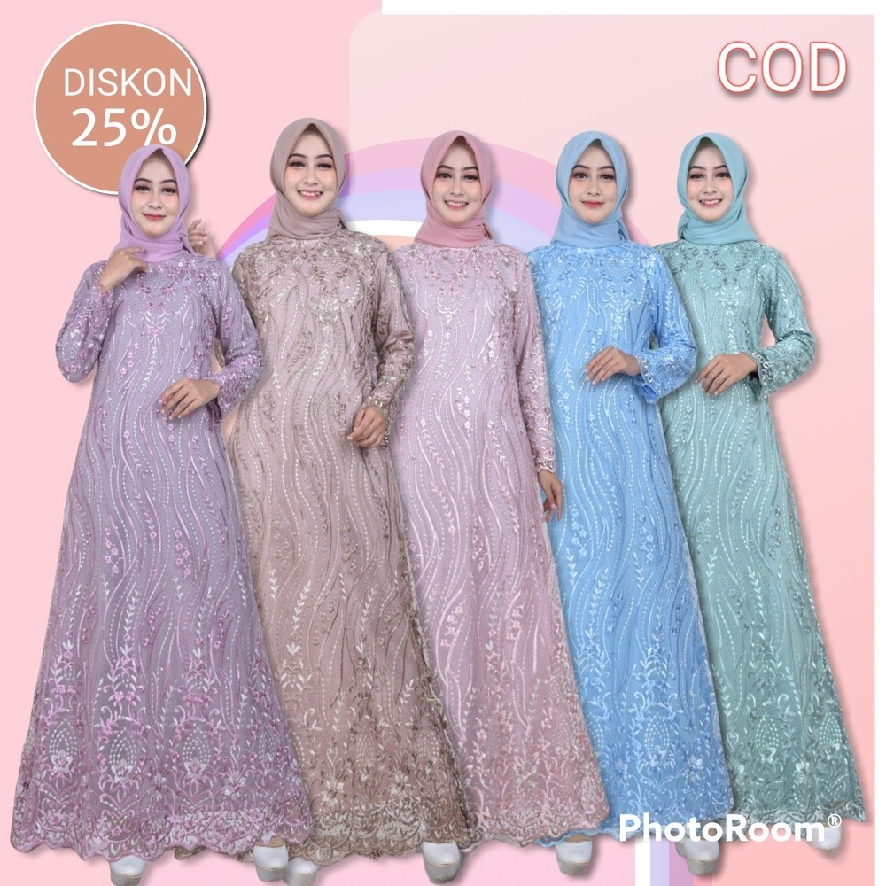 Promo Mega Sale 2.2 // Gamis Pesta / Gamis brukat Jumbo Size M L XL XXL / Maxi Dress / Gamis brokat