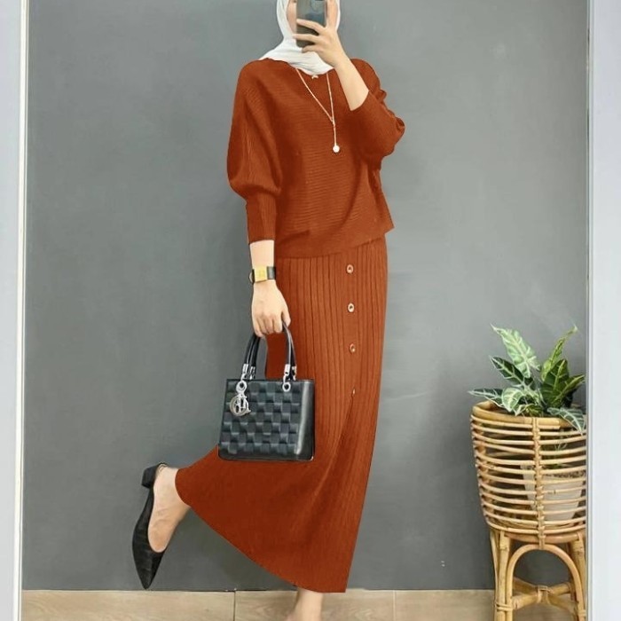 Set - Baju Muslim Wanita Kondangan Pesta Remaja Kuliah Gaun Muslimah