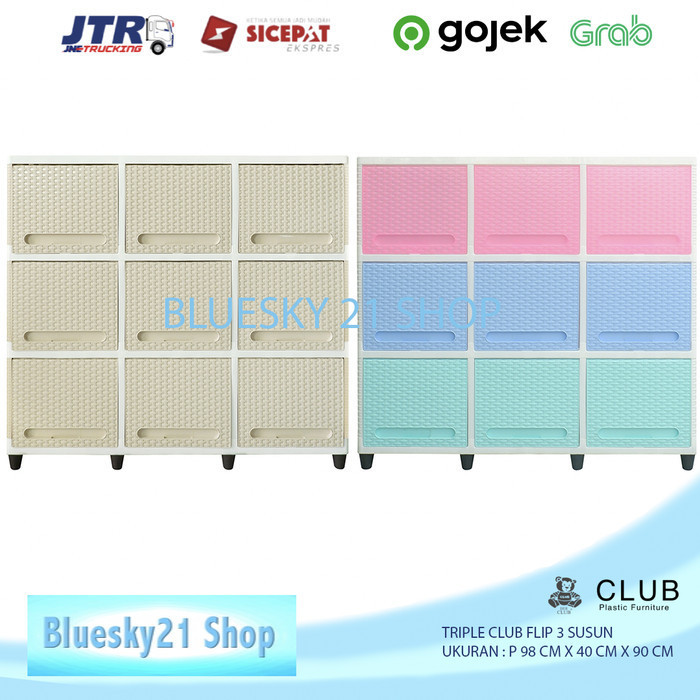 Lemari Plastik Triple Club Flip 3 Susun / Lemari Club Murah