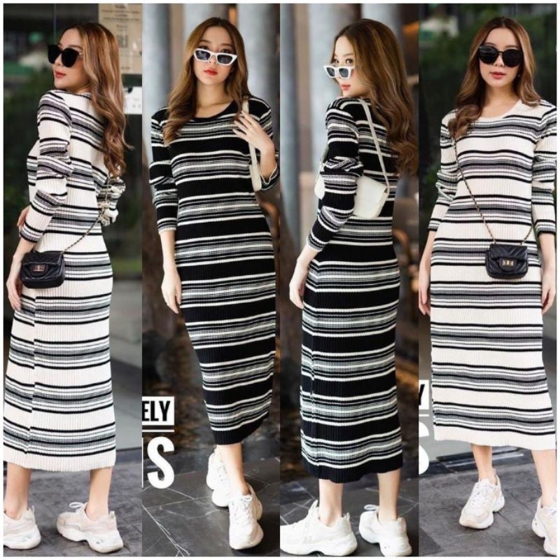LONG DRESS RAJUT MALESA DRESS RAJUT LENGAN PANJANG BODYCON 12