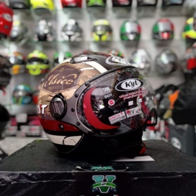HELM KYT CLASSIC TIPE ELSICO MOTIF COKLAT