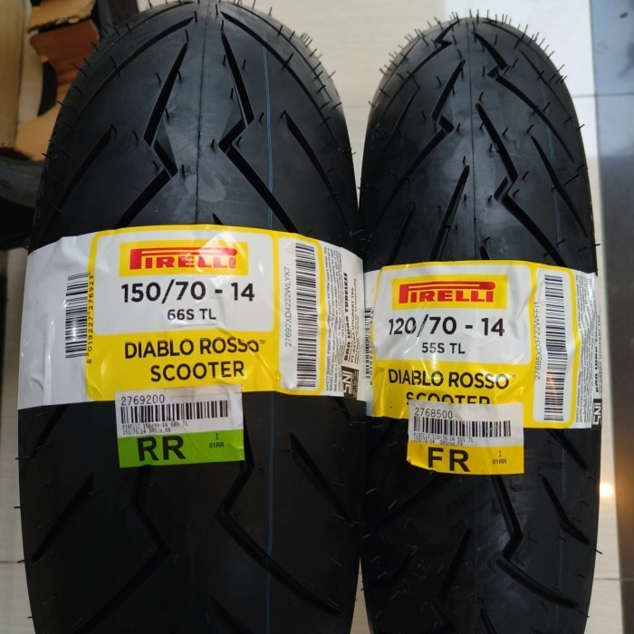Ban Aerox Sepasang Pirelli Diablo Rosso Scooter 120/70-14 & 150/70-14