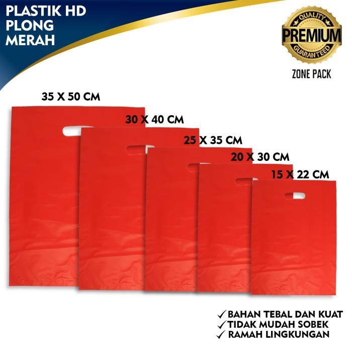 

*****] [100 PCS] Plastik HD Plong Merah Kantong Baju Plastik PE Zone Pack