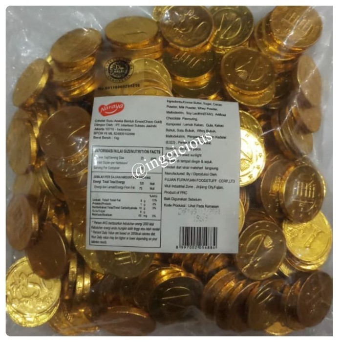 

Coklat Koin Emas Kiloan HALAL- Naraya Chocolate Gold Coin (500gr)