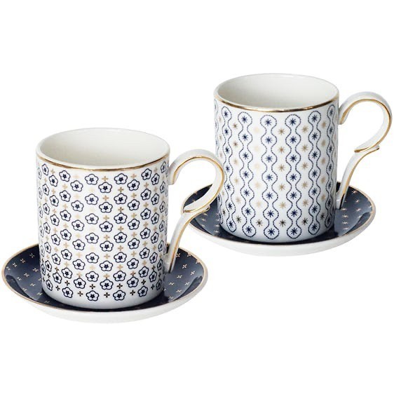 Mr Or Mrs Blue White Mug Set 2Pcs Saint St James Ceramic Gelas Cangkir