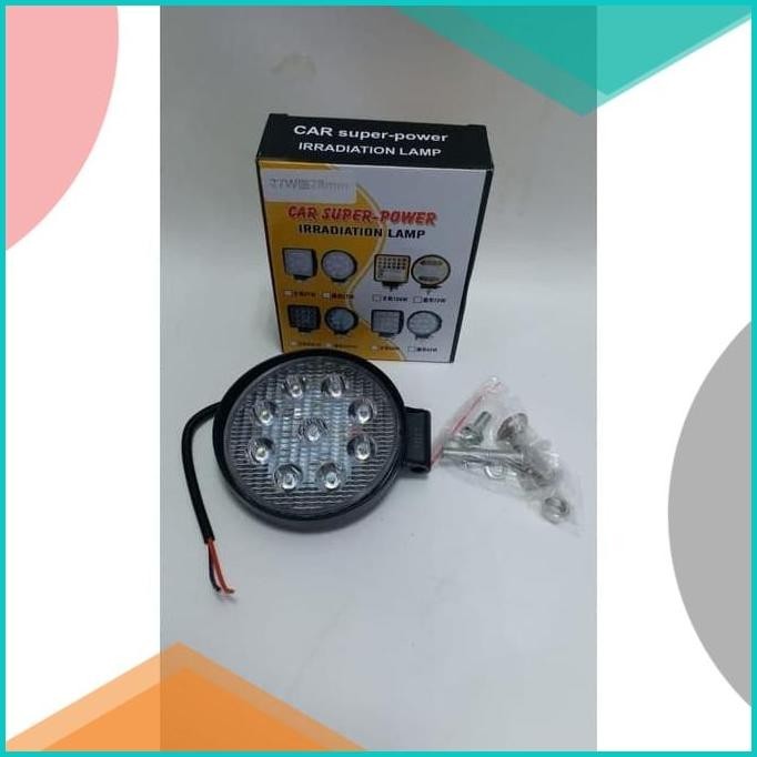 LAMPU TEMBAK SOROT MOTOR MOBIL LED BULAT TIPIS 9 MATA 27W PUTIH A165 1