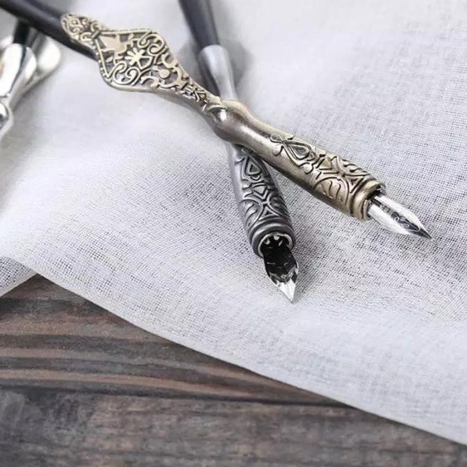 

pena fountain celup klasik vintage metal carved oblique pen GJS