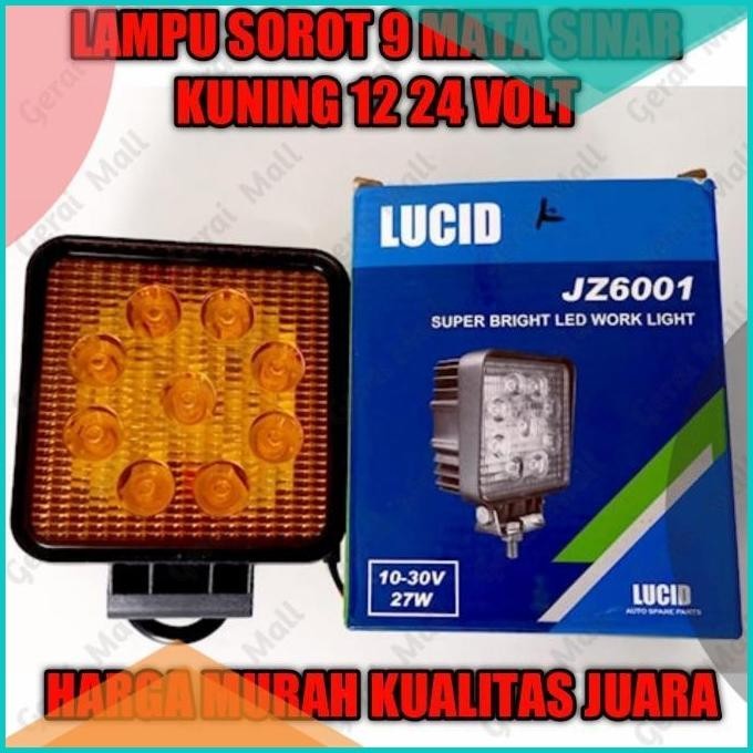 Lampu Sorot Mobil Led Kotak 9 Mata sinar Kuning 12 24 volt 16novz3 lim