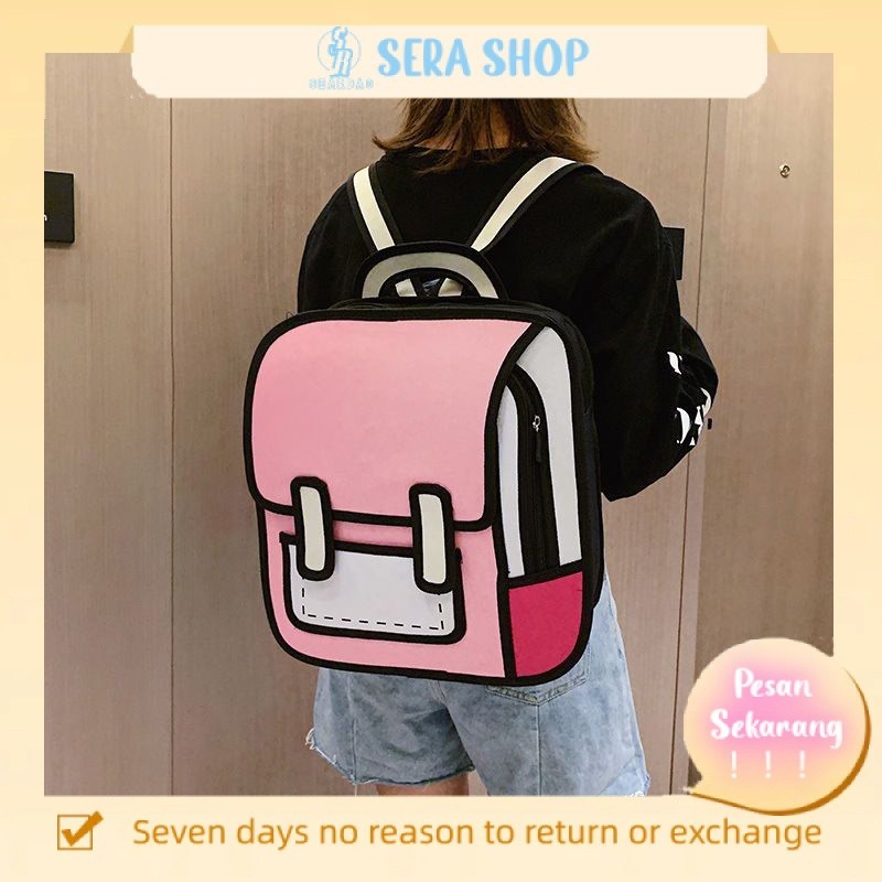 

✾☼◇Sera Sera mengimpor Lin Miaomiao dengan tas sekolah yang sama dua dimensi sekolah menengah pertama dan sekolah dasar siswa sekolah remaja asli pria dan wanita kartun komik ransel