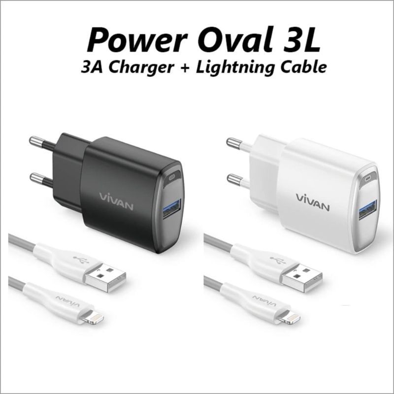 CHARGER VIVAN OVAL 3L 18W FAST CHARGING KABEL LIGHTNING COMPATIBLE FOR IPHONE X / XR / XS / 11 / 11 