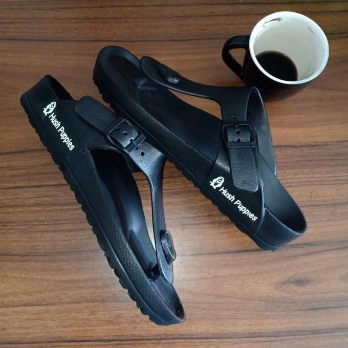 SANDAL JEPIT ORIGINAL PRIA WANITA HUSH PUPPIES DONALD THONG BLACK