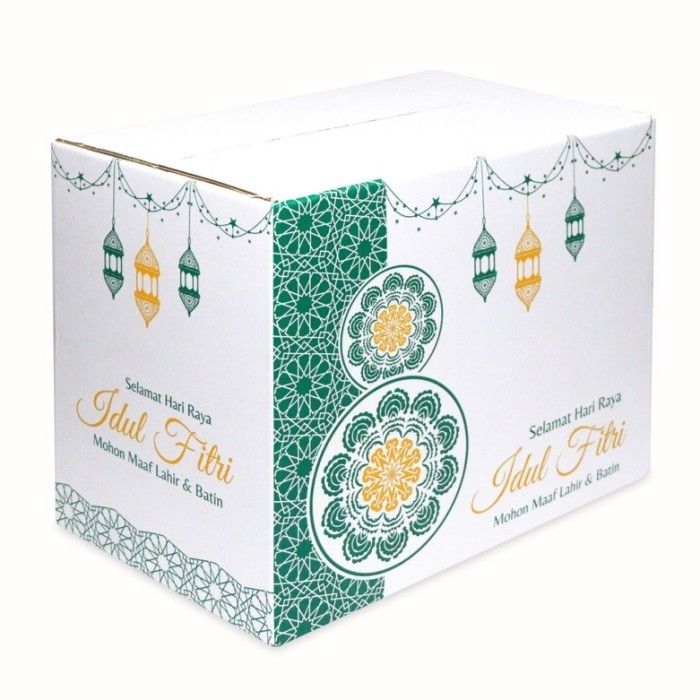 kardus parcel besar sablon motif lebaran box packaging idul fitri