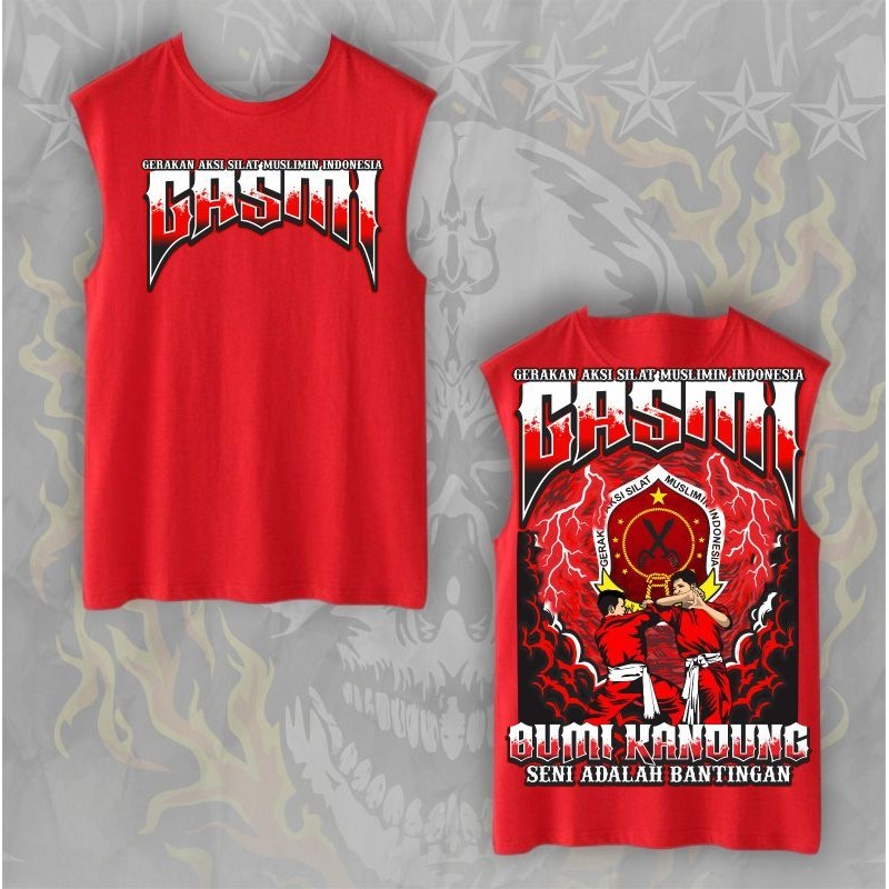 Kaos Singlet Gasmi Bumi Kandung Seni Adalah Bantingan Motif Keren Warna Merah Sablon Dtf