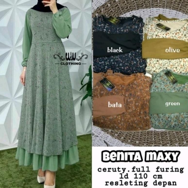 Benita Maxy Dress Cerut Baby Doll Jumbo Ld 130cm Ld 110cm Dan Ld 90cm Gamis Polos Motif Bunga Terbar