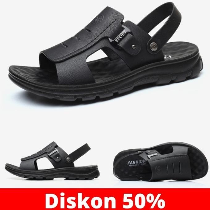 sandal pria arven dari kulit sandal slop