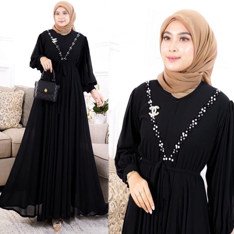 Gamis Kondangan Elegan Gamis Ansori Maxi Gamis Ceruty Babydoll Premium Mix Mutiara Payet Dress Gamis