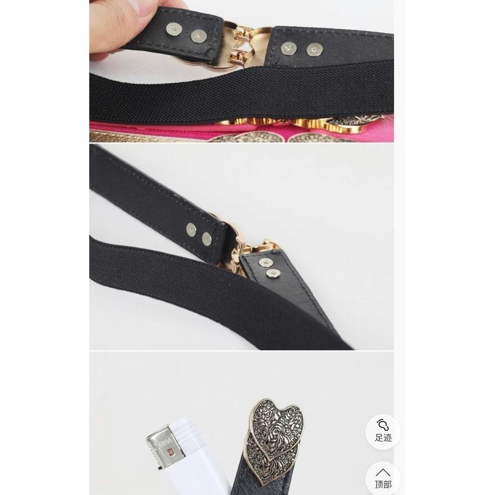 Belt Wanita Korea Ikat Pinggang Karet Elastis Slim Pink Korea "Leaf"