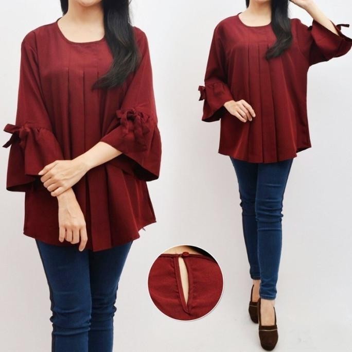 Baju Atasan Women Top Wanita Kerja Big Size Jumbo Hamil Besar Gendut