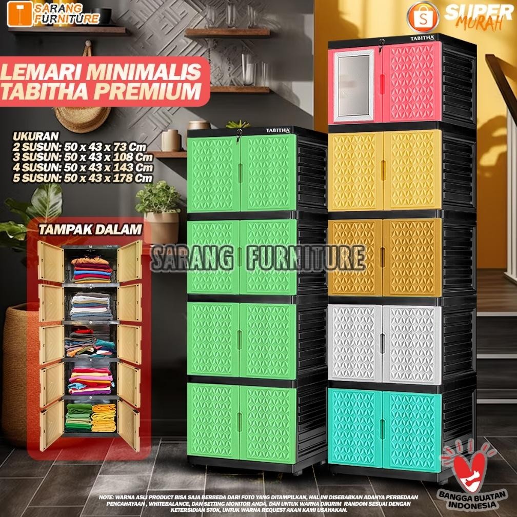 Tabitha Diamond - Lemari Pakain Plastik Tabitha Kunci Lemari Kaca Minimalis Cabinet