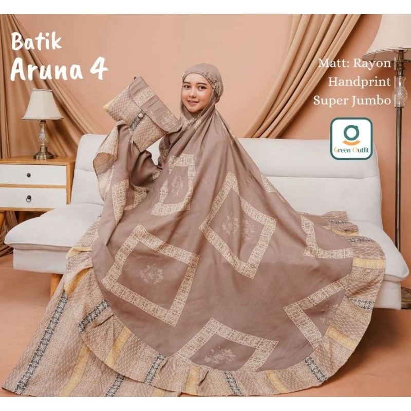 Mukenah Batik Aruna Bahan rayon Hand Print Jumbo