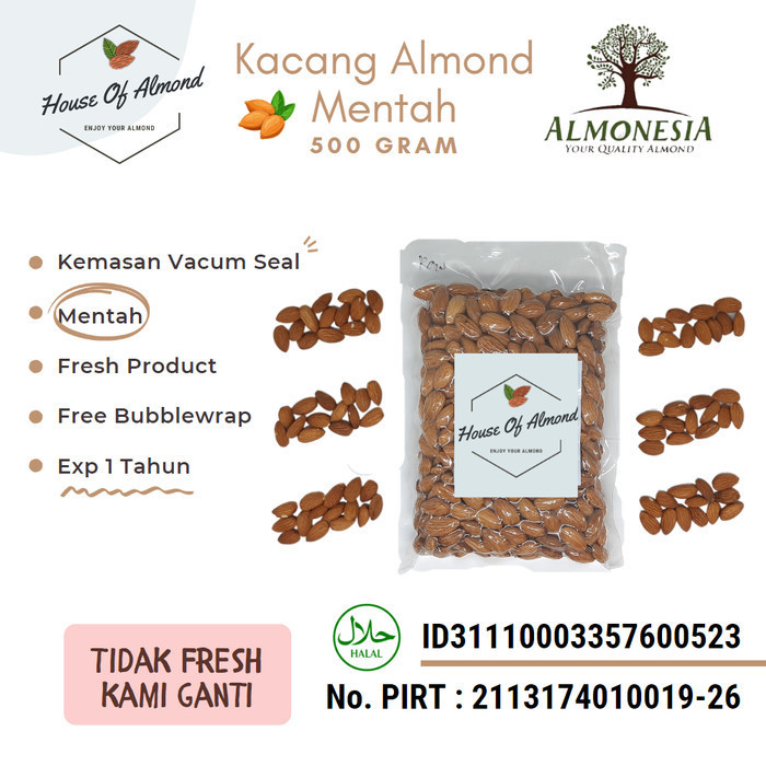 

Kacang Almond Mentah (Raw Almond) Almonesia 500gr