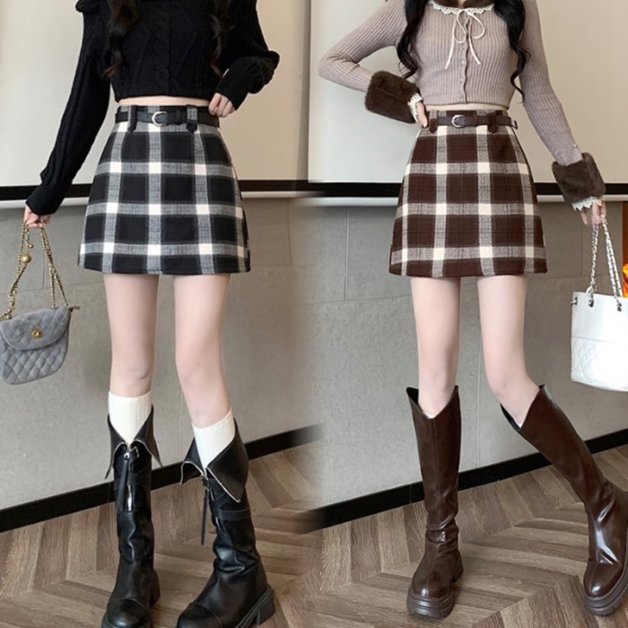 ROK MINI WANITA KOTAK2 MINI SKIRTS PENDEK GAUN (FREE BELT) MX688 -14A