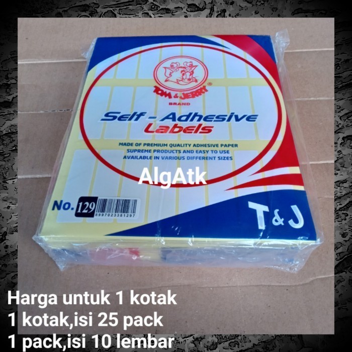 

label tom & jerry no 129 harga untuk 1 kotak isi 25 pack