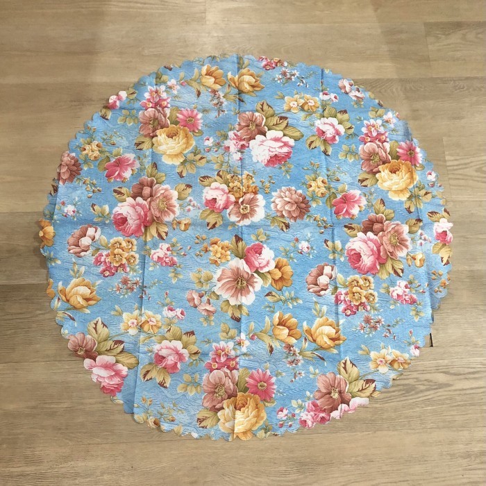 TAPLAK MEJA TAMU KAIN BULAT/BUNDAR SHABBY CHIC