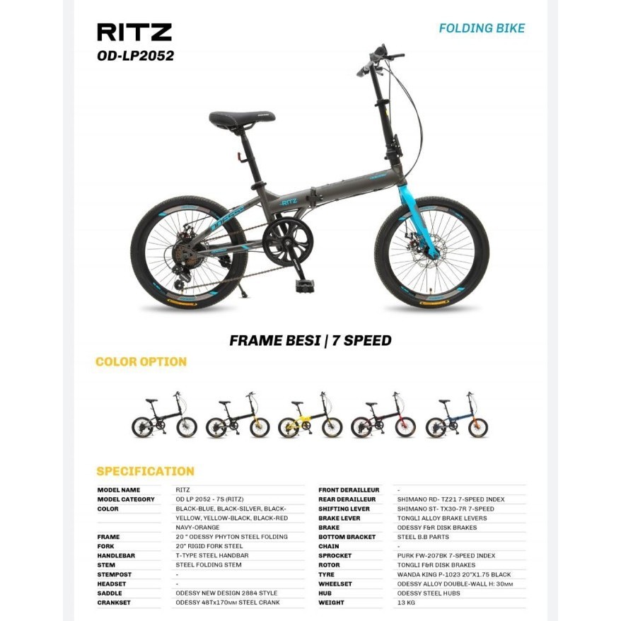 Sepeda Lipat Folding Bike 20 Odessy Ritz Terlaris