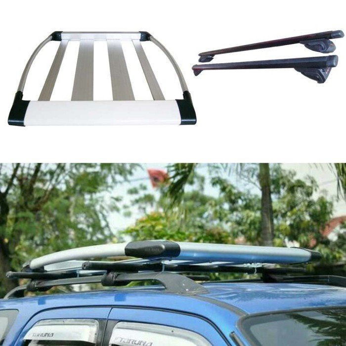 Paket Roof Rack Platinum & Cross Bar Jepit Roof Rail Karimun Wagon R Terlariss 