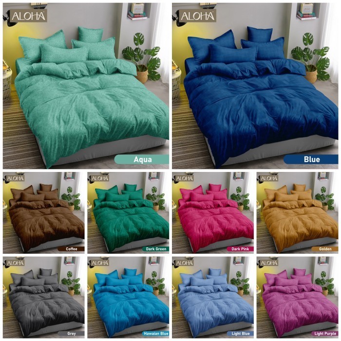 Bedcover Polos set 180x200 merek Aloha - Bedcover Aloha 180x200