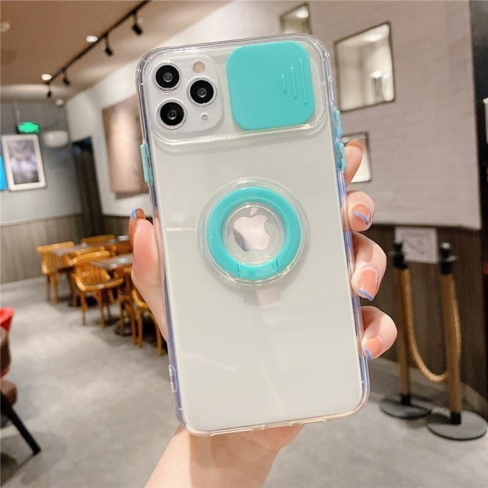 CASING IPHONE 11 12 13 PRO MAX SOFT CASE CUTE CLEAR SLIM SLIDE CAMERA