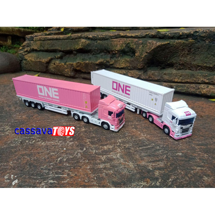 Diecast Container Scania Truck ONE Miniatur trailer Skala 43
